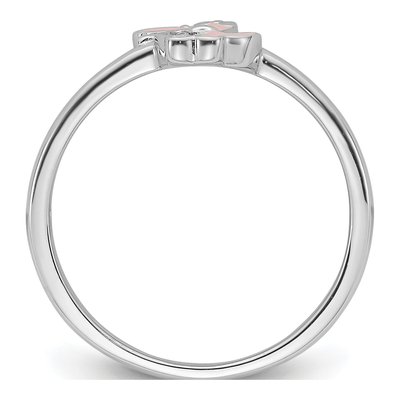 Sterling Silver CZ Girl's Enamel Dinosaur Ring – view 3