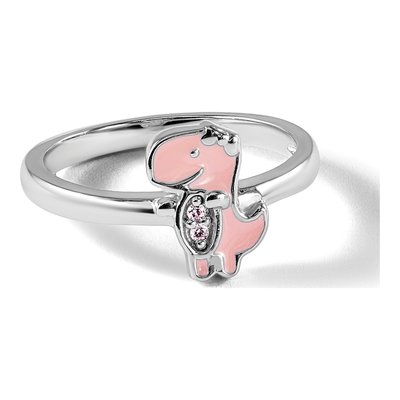 Sterling Silver CZ Girl's Enamel Dinosaur Ring – view 8
