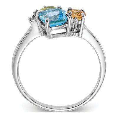 Sterling Silver Swiss Blue Topaz & White Topaz Multi-Gemstone Ring – view 2