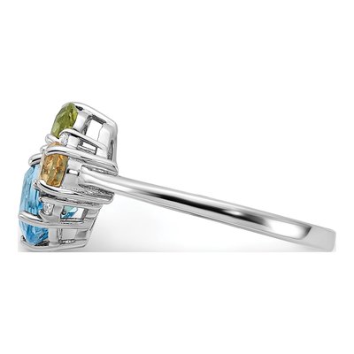 Sterling Silver Swiss Blue Topaz & White Topaz Multi-Gemstone Ring – view 3