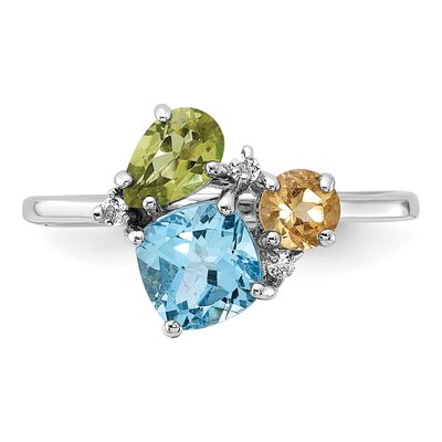 Sterling Silver Swiss Blue Topaz & White Topaz Multi-Gemstone Ring – view 4