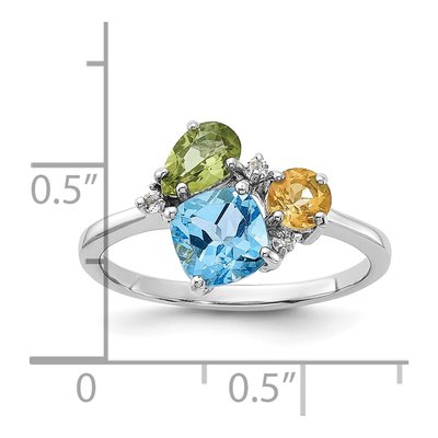 Sterling Silver Swiss Blue Topaz & White Topaz Multi-Gemstone Ring – view 5