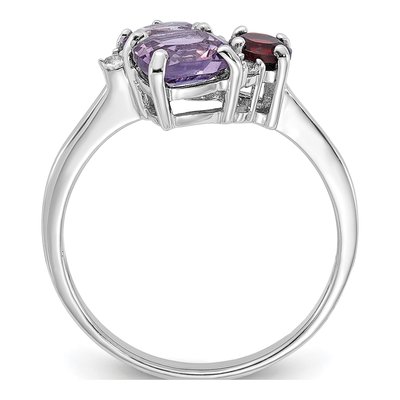 Sterling Silver Amethyst & White Topaz Multi-Gemstone Ring – view 2