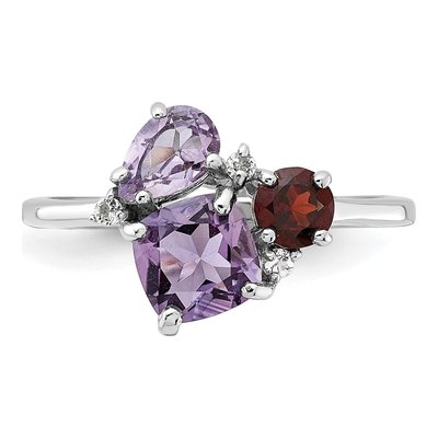 Sterling Silver Amethyst & White Topaz Multi-Gemstone Ring – view 4