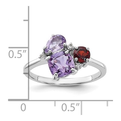 Sterling Silver Amethyst & White Topaz Multi-Gemstone Ring – view 5