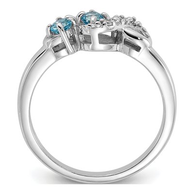 Sterling Silver Swiss Blue Topaz & CZ Swirl Ring – view 3