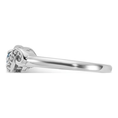 Sterling Silver Swiss Blue Topaz & CZ Swirl Ring – view 4