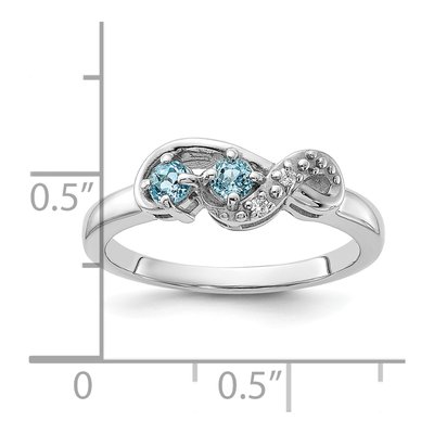 Sterling Silver Swiss Blue Topaz & CZ Swirl Ring – view 6