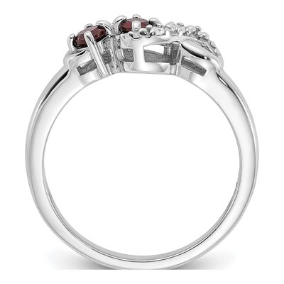 Sterling Silver Garnet & CZ Swirl Ring – view 2