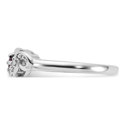 Sterling Silver Garnet & CZ Swirl Ring – view 3