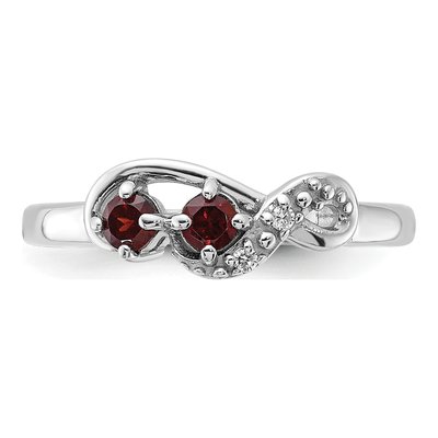 Sterling Silver Garnet & CZ Swirl Ring – view 4