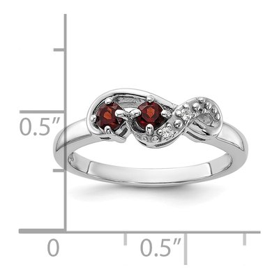 Sterling Silver Garnet & CZ Swirl Ring – view 5