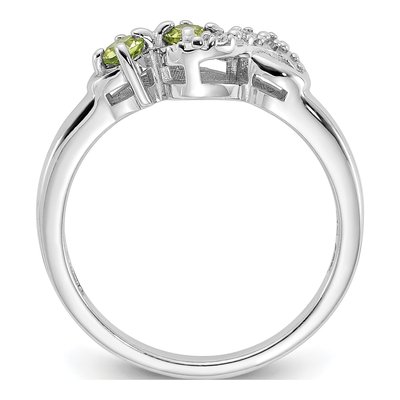 Sterling Silver Peridot & CZ Swirl Ring – view 2