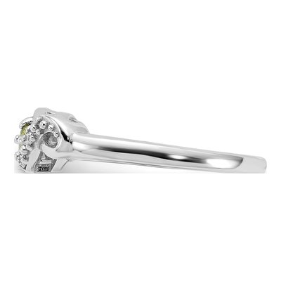 Sterling Silver Peridot & CZ Swirl Ring – view 3