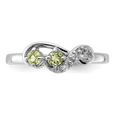 Sterling Silver Peridot & CZ Swirl Ring – view 4