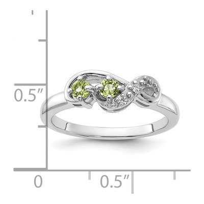 Sterling Silver Peridot & CZ Swirl Ring – view 5