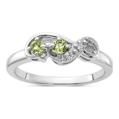 Sterling Silver Peridot & CZ Swirl Ring