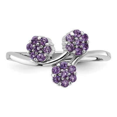 Sterling Silver Amethyst Flowers Ring – view 4