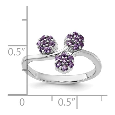 Sterling Silver Amethyst Flowers Ring – view 5