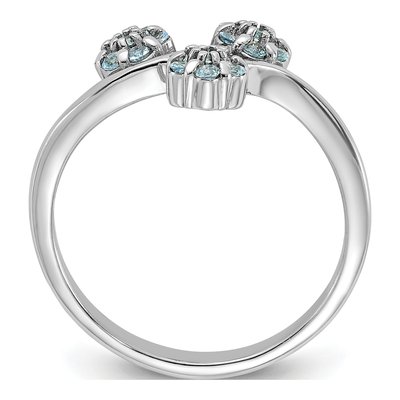 Sterling Silver Swiss Blue Topaz Flowers Ring – view 2