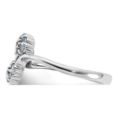 Sterling Silver Swiss Blue Topaz Flowers Ring – view 3