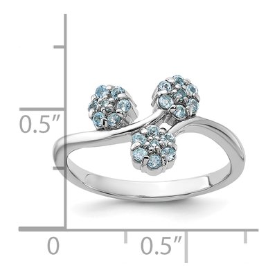 Sterling Silver Swiss Blue Topaz Flowers Ring – view 5