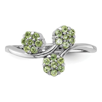 Sterling Silver Peridot Flower Ring – view 4