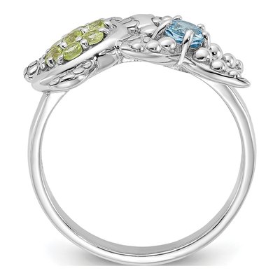 Sterling Silver Swiss Blue Topaz & Peridot Turtle Starfish Ring – view 2