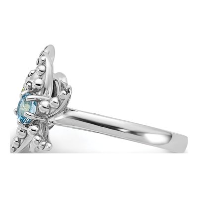 Sterling Silver Swiss Blue Topaz & Peridot Turtle Starfish Ring – view 3