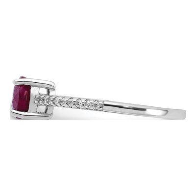 Sterling Silver Ruby & White Topaz Rh-Plated-Plated 12WT Ring – view 5