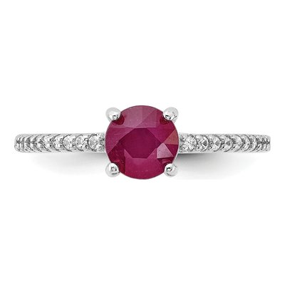 Sterling Silver Ruby & White Topaz Rh-Plated-Plated 12WT Ring – view 6