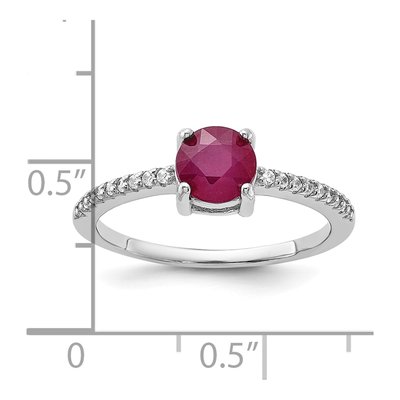 Sterling Silver Ruby & White Topaz Rh-Plated-Plated 12WT Ring – view 7