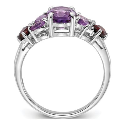 Sterling Silver Amethyst & Garnet Multi-Gemstone Ring – view 3