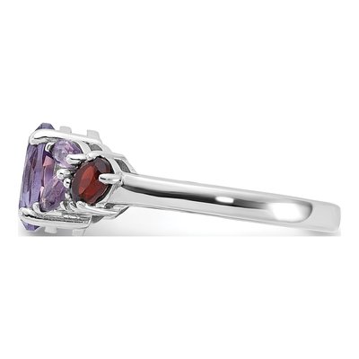 Sterling Silver Amethyst & Garnet Multi-Gemstone Ring – view 4