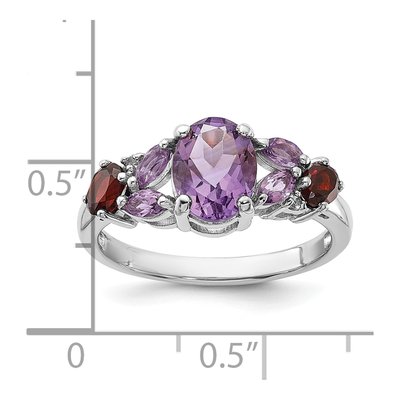 Sterling Silver Amethyst & Garnet Multi-Gemstone Ring – view 6