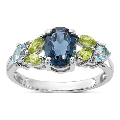 Sterling Silver London Blue Topaz & Swiss Blue Topaz Lt Ring