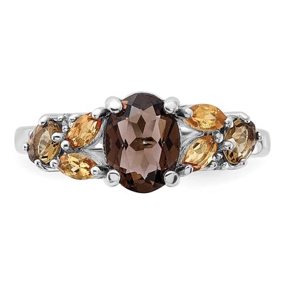 Sterling Silver Smoky Quartz & Citrine Multi-Stone Ring – view 6