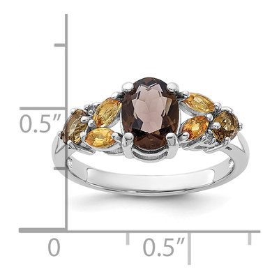 Sterling Silver Smoky Quartz & Citrine Multi-Stone Ring – view 7