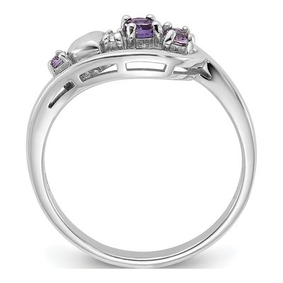 Sterling Silver Amethyst & CZ Heart Ring – view 3