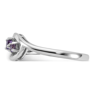 Sterling Silver Amethyst & CZ Heart Ring – view 4