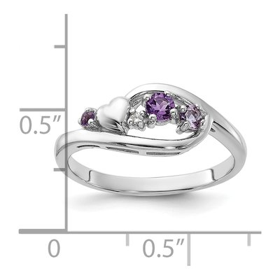 Sterling Silver Amethyst & CZ Heart Ring – view 6