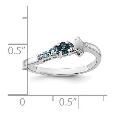 Sterling Silver London Blue Topaz & Swiss Blue Topaz Star Ring – view 6