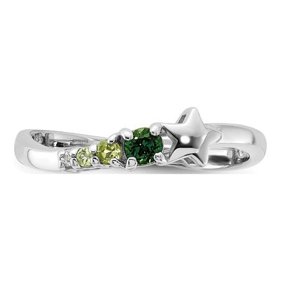 Sterling Silver Peridot & CZ Chrome Diopside Star Ring – view 4