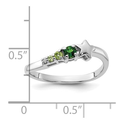 Sterling Silver Peridot & CZ Chrome Diopside Star Ring – view 5