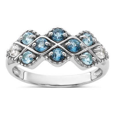 Sterling Silver London Blue Topaz & Swiss Blue Topaz Lt Ring