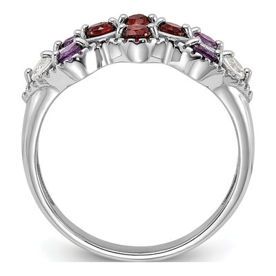 Sterling Silver Garnet & Amethyst Ring – view 3