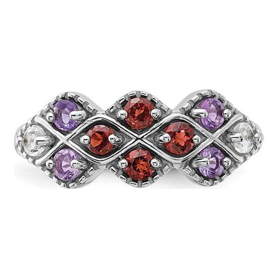 Sterling Silver Garnet & Amethyst Ring – view 5