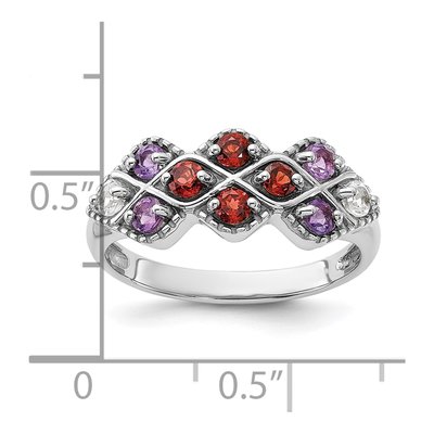 Sterling Silver Garnet & Amethyst Ring – view 6
