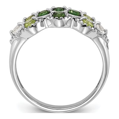 Sterling Silver Peridot & White Topaz Chrome Diopside Ring – view 3