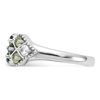 Sterling Silver Peridot & White Topaz Chrome Diopside Ring – view 4